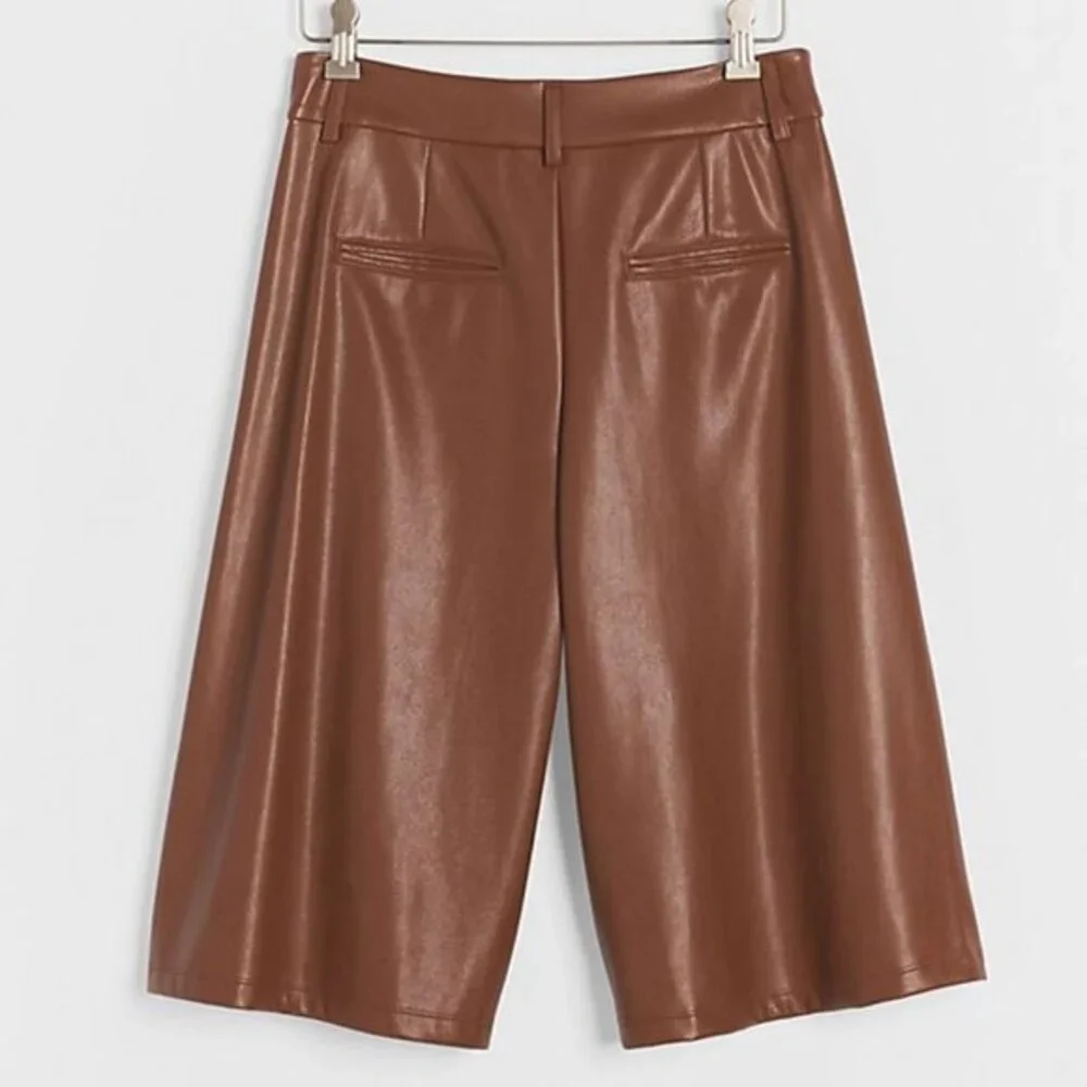 Brown Anthropologie Faux Leather Culottes (NWT)